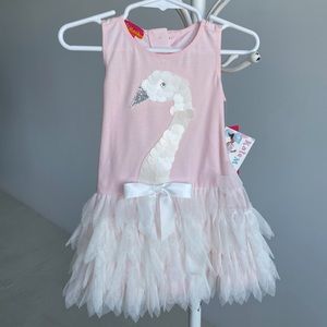 Kate Mack Pink Swan Dress with tags 18M
